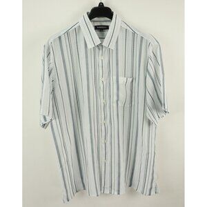 Bassiri Limited Men 3XL Short Sleeve White Black Striped Chiffon Button Up Shirt